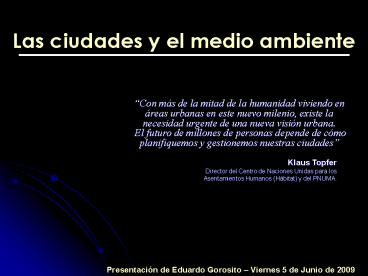Las ciudades y el medio ambiente