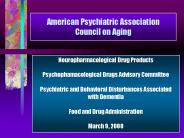 American Psychiatric Association Council on Aging