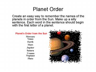 Planet Order