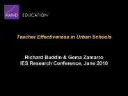 Teacher Effectiveness in Urban Schools