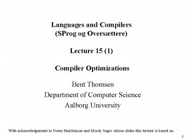 Languages and Compilers (SProg og Overs