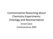 Commonsense Reasoning about Chemistry Experiments: Ontology and Representation
