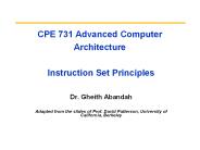 CPE 731 Advanced Computer Architecture  Instruction Set Principles