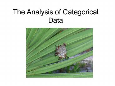 The Analysis of Categorical Data