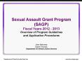 Sexual Assault Grant Program (SAGP) Fiscal Years 2012 - 2013 Overview of Program Guidelines and Application Procedures  John Mahoney Karen Thomas Department of Criminal Justice Services PowerPoint PPT Presentation