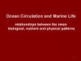 Ocean Circulation and Marine Life  relationships between the mean  biological, nutrient and physical patterns PowerPoint PPT Presentation