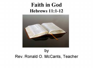 Faith in God Hebrews 11:1-12