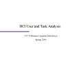 HCI User and Task Analysis PowerPoint PPT Presentation