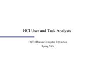 HCI User and Task Analysis