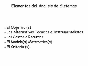 Elementos del Analisis de Sistemas