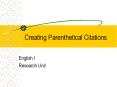 Creating Parenthetical Citations PowerPoint PPT Presentation