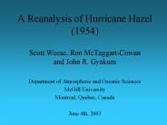 A Reanalysis of Hurricane Hazel (1954)