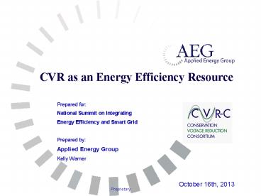 CVR as an Energy Efficiency Resource