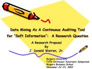 Data Mining As A Continuous Auditing Tool for 