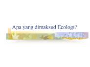 Apa yang dimaksud Ecologi?