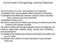 Ground water/ Hydrogeology Learning Objectives PowerPoint PPT Presentation