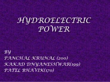 Hydroelectric power