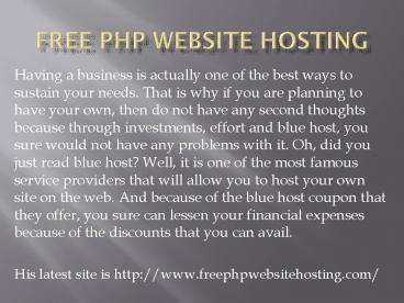 Free php website hosting