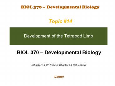 Development of the Tetrapod Limb