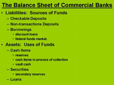 The Balance Sheet of Commercial Banks