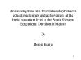 An investigation into the relationship between educational inputs and achievement at the basic education level in the South Western Educational Division in Malawi PowerPoint PPT Presentation