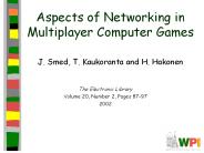 Aspects of Networking in Multiplayer Computer Games