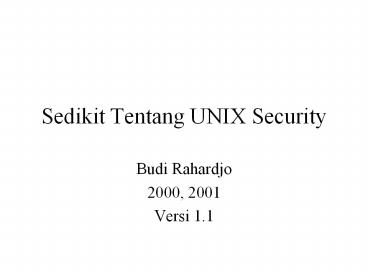Sedikit Tentang UNIX Security