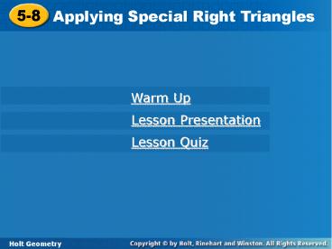 Applying Special Right Triangles