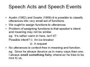 Speech Acts and Speech Events