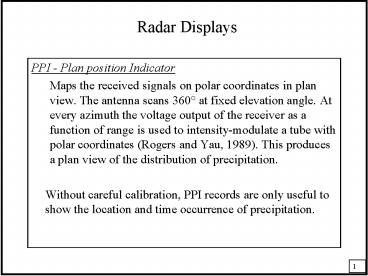 Radar Displays