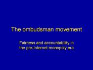 The ombudsman movement