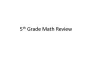 5th Grade Math Review