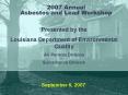 2007 Annual Asbestos and Lead Workshop PowerPoint PPT Presentation