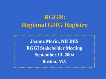 RGGR: Regional GHG Registry