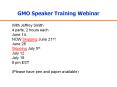 GMO Speaker Training Webinar PowerPoint PPT Presentation