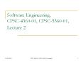 Software Engineering, CPSC-4360-01, CPSC-5360-01, Lecture 2 PowerPoint PPT Presentation
