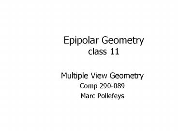 Epipolar Geometry class 11