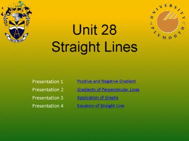 Unit 28 Straight Lines
