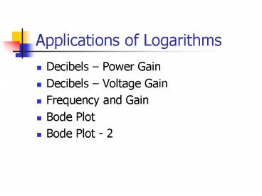 Applications of Logarithms