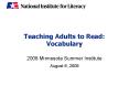 Teaching Adults to Read: Vocabulary PowerPoint PPT Presentation
