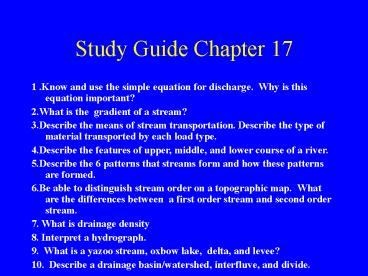 Study Guide Chapter 17