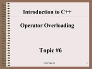 Introduction to C    Operator Overloading