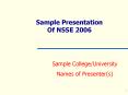 Sample Presentation Of NSSE 2006 PowerPoint PPT Presentation