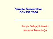 Sample Presentation Of NSSE 2006