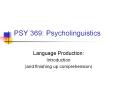 PSY 369: Psycholinguistics PowerPoint PPT Presentation
