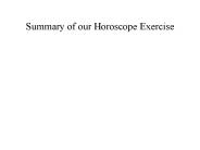 Summary of our Horoscope Exercise