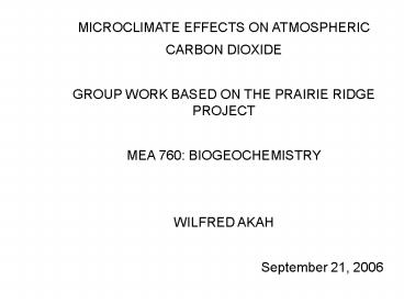 MICROCLIMATE EFFECTS ON ATMOSPHERIC