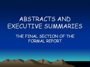ABSTRACTS AND EXECUTIVE SUMMARIES