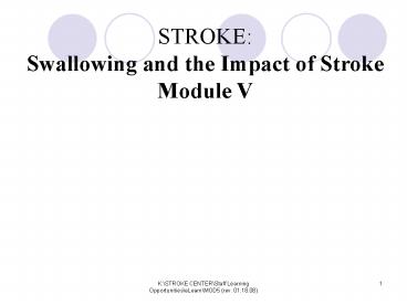 Swallowing in the Elderly and The Impact of Stroke