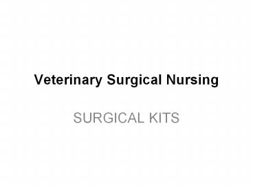Veterinary Surgical Nursing